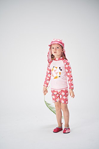 Image of VAENAIT BABY Girls Rash Guard Swimsuit UPF 50+ Long Sleeve Toddler Bathing Suit Ribbon Stawberry Floral Fruit for 2~8Years