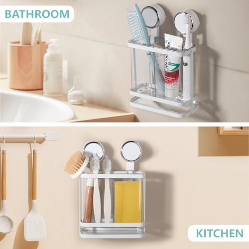 Toothbrush Holders Wall Mounted for Bathrooms, Suction Cup Electric Tooth Brush and Toothpaste Organizer Razor Holder for Shower, Countertop, Vanity, Clear by Heagoale - Image 9