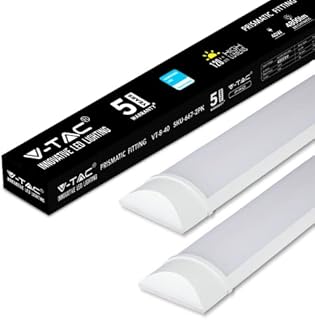 V-TAC LED Batten Light | 40W 4Ft LED Tube Lights 6400K White | Wall and Ceiling Batten Light | Shed Light, Kitchen and Garage Lighting | 4Ft - 120cm Samsung LED Tube Light [Pack of 2]