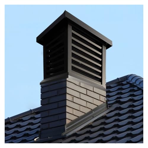 Aniwini Villa Chimney Cap, Square Aluminum Alloy Chimney Cover, Rainproof Fireplace Chimney Caps with Tapered Top and Louvre for Outside Chimney Flue Cover