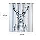 WENKO Anti-Schimmel Duschvorhang Mr.Deer Flex, Textil-Vorhang mit Antischimmel Effekt, große integrierte Ringe zur Befestigung an der Duschstange, waschbar,wasserabweisend, 180 x 200 cm