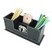 UnionBasic Desk Organizer, Desktop Caddy Leather Multi-compartment Pen Holder Office Stationer Organizer, Black