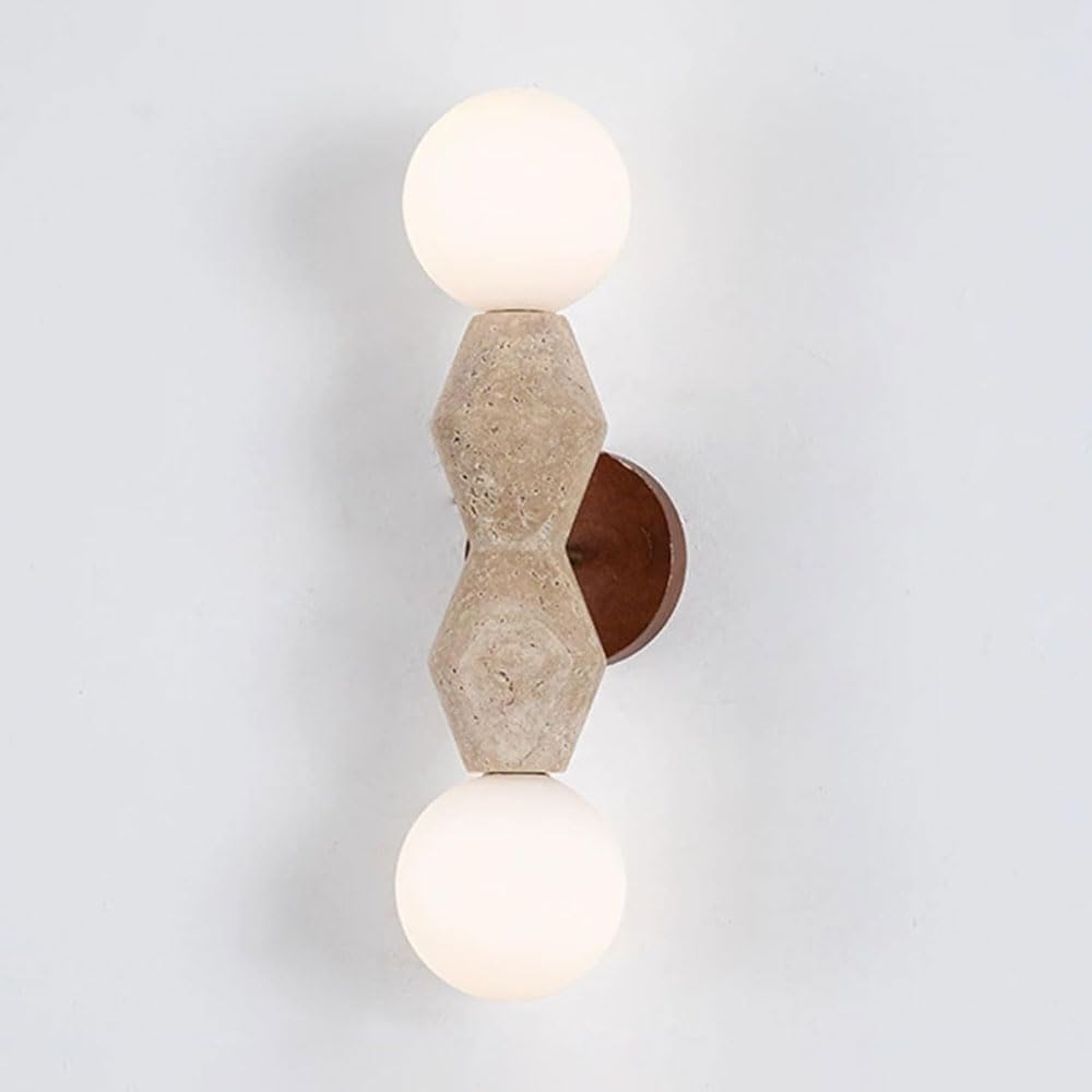 JISHUBO G9 Light Source Yellow Travertine Wall Light, Industrial Natural Stone Wall Sconce, Top and Bottom Illuminated Wall Lamp, Restaurant Living Room Balcony Decoration Light Fixtures