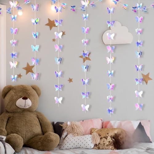 Image of Zonon 8 Pcs 3D Butterfly Garland Party Decor, 8.2 Ft,4.3 x 3.5 Inch