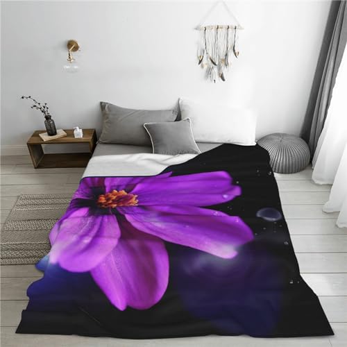 Couverture micro polaire violette plaid lit canapé léger toutes saisons - 7
