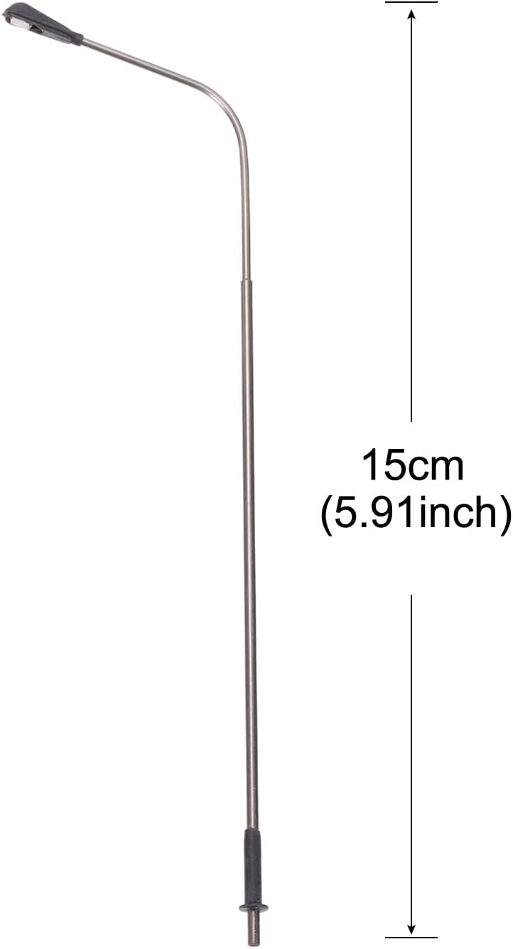 MECCANIXITY Model Railway LED Lamppost Lamps White Post Lights 1/75 Scale 15cm 5.91inch 3V, Pack of 4