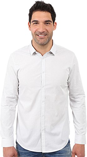 Calvin Klein Men's Long Sleeve Crosshatch Solid Button Down Shirt