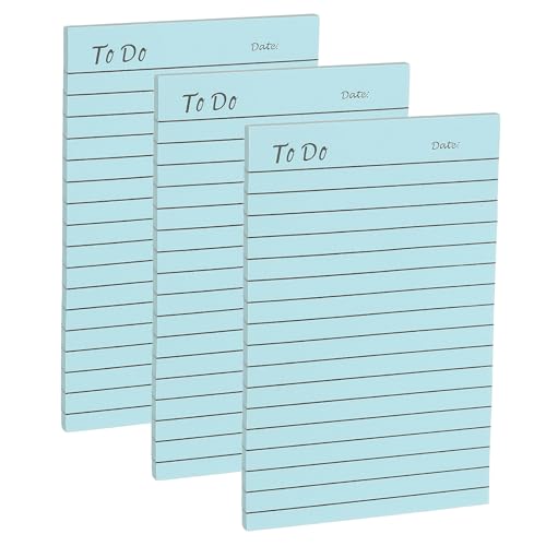 PATIKIL 3 Pack to Do List Notepads, 4x6 Daily to Do List Notepads Things Sticky Notes Checklist Memo Planner Message Pads 50 Sheets per Pad for Work Office, Blue