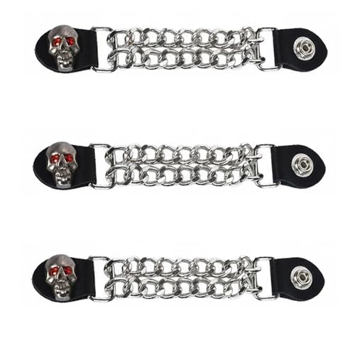 Vksjin Motorcycle Vest Extenders for Men 3Pcs Skull vest chains