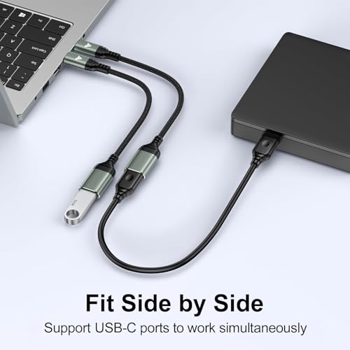 Image of DR VAKU MAXPORT Type C to USB A 3.0 OTG Adapter Connector Fast Charging Data Transfer Cord Speed Upto 10 GBPS Nylon Braided Cable for iPhone 17 /15 /16 Laptops, Smartphone & Other Type C Devices- Black