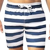 Kanu Surf Men's Troy Stripe Swim Trunks, Navy/White, Medium