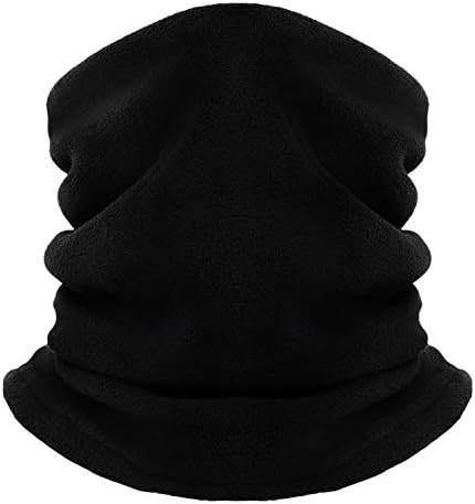 Winter Fleece Neck Gaiter Men & Women (Black) Windproof Dual Layer Face Mask Thermal Ski Tube Scarf for Cold Weather,Thick Neck Warmer (M)