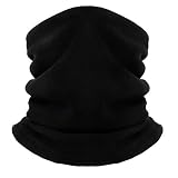Winter Fleece Neck Gaiter Men & Women (Black) Windproof Dual Layer Face Mask Thermal Ski Tube Scarf