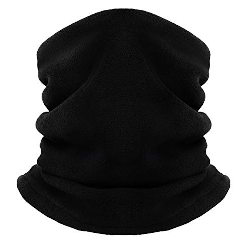 Winter Fleece Neck Gaiter Men & Women (Black) Windproof Dual Layer Face Mask Thermal Ski Tube Scarf For Cold Weather,Thick Neck Warmer (M) #TOP8