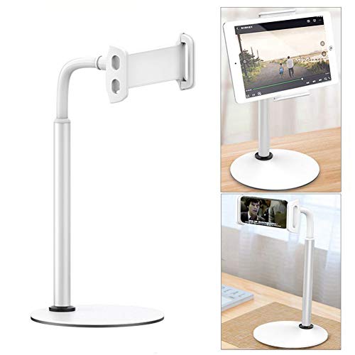 Yoyika Soporte Tablet Móvil, Soporte de Mesa con Brazo para Tableta/Celular, Soporte Ajustable para Teléfono/iPad/Nintendo Switch/Android/iPhone - Blanco