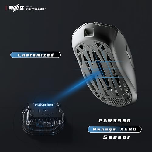Image of PWNAGE Stormbreaker Max CF Wireless Gaming Mouse, 45g Ultralight Esports Mouse, 8000Hz Polling Rate, 36K DPI PAW3950 Optical Sensor, 100% PTFE Skates, Ergonomic Design for FPS Gaming (Carnage red)