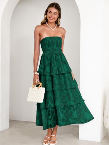Image of Simplee Womens Maxi Boho Floral Strpless Wedding Guest Beach Long Dress