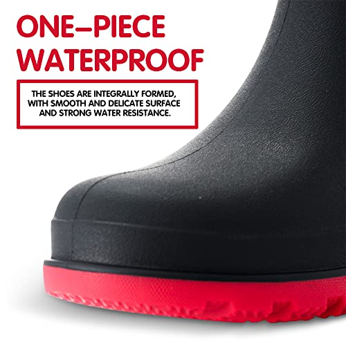 Crazynekos Mens Rain Ankle Boots Pvc Waterproof Rubber Boots Non-Slip Rubber Boots Kitchen Garden Shoes (Black-Red,7,7) #TOP4