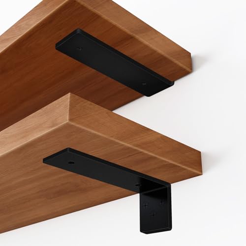Votzaaq Shelf Brackets 6 Inch, 6 Pcs Floating Shelf Bracket Industrial Wall Mounted, Black Coated Metal L Brackets For Shelves With 3Mm Thick For Kitchen cover