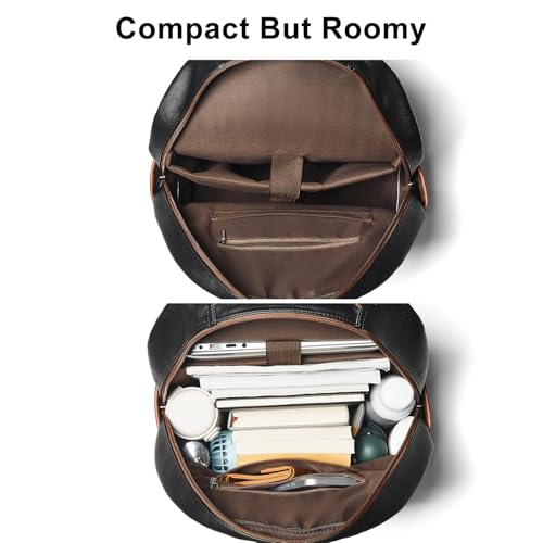 Image of Leresas Backpack Purse for Women Mens for Work Travel Back Pack Vegan Leather Business Teacher Book Bag Fashion Computer Daypack Back Pack Brown Black