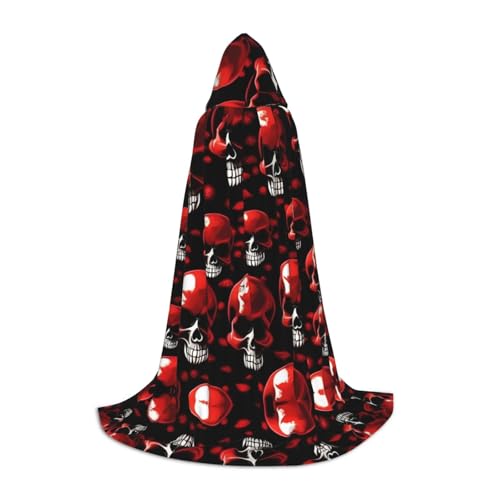 Cape à capuche squelettes rouges Halloween déguisement adulte bal masqué