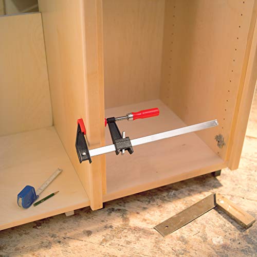 Image of BESSEY GSCC4PK-C Clamp Set for Woodworking, F-style with Wood Handle, Replaceable Pads, 2 x 6 In and 2 x 12 In, 600 lb, Red /Black /Silver