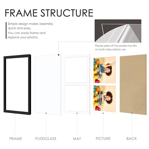 Image of DUENPY 16x24 Picture Frame 2-Opening 11x14 Collage Picture Frame Displays Two 11x14 inch Photos Collage Wall Decor Wall Hanging or Tabletop Black
