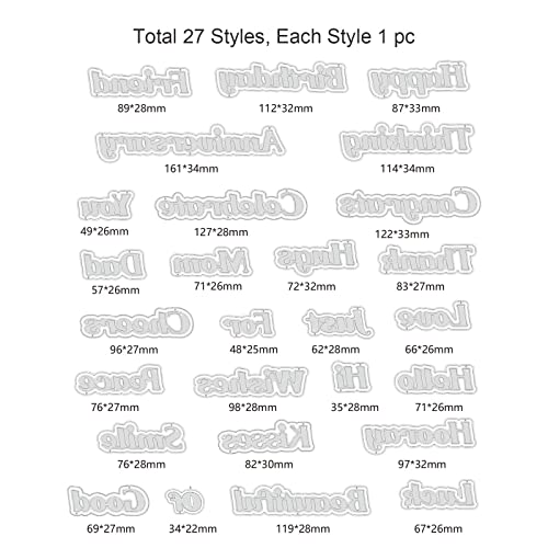 ORIGACH 27 Pieces Large Holiday Words Metal Die Cuts Shadow Words Cutting Dies Stencil Template for Anniversary Birthday Party DIY Craft Scrapbooking Card Making - Thumbnail 3