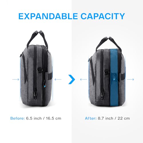 Image of BAGSMART 17.3 Inch Laptop Bag Expandable Computer Bag Briefcase, Dark Grey | Men Women Laptop Shoulder Bag,Work Bag Business Travel Office