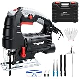 Winmitool 5.5-Amp Corded Jig Saw, Electric Jigsaw Tool for Wood Cutting, 6-Speed Wood Cutting Tool with 4 Orbital Settings & ±45° Bevel Cutting, Tool-free Blade Change, Corded Jigsaw Kit with Case
