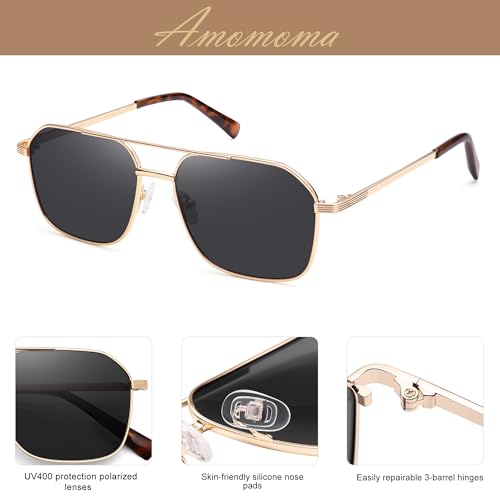 AMOMOMA Retro Oversized Square Aviator Sunglasses for Women Men, 2025 Fashion Vintage Trendy Large Aviator Sun glasses UV4003