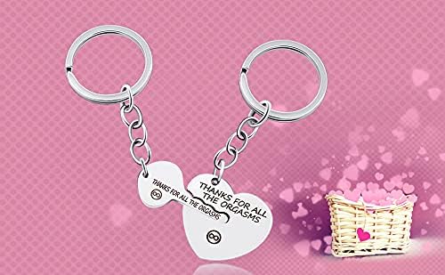 Uloveido Funny Gift for Boyfriend Husband Thanks for All The Orgasms Naughty Gift Idea Stainless Puzzle Couples Keychain Set - Image 3