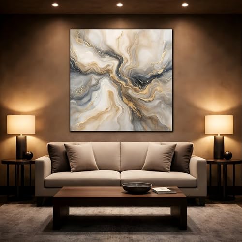 Impression sur toile marbre gris et or châssis 3cm luxe - 2