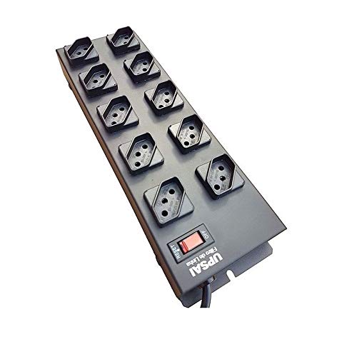 Filtro De Linha Régua Extensão 10 Tomadas Espaçadas Cabo 3 metros Preto Metálico Circuit Breaker Ups