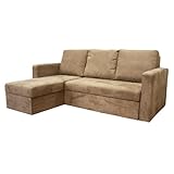 Baxton Studio Linden Microfiber Convertible Sectional/Sofa Bed, Tan