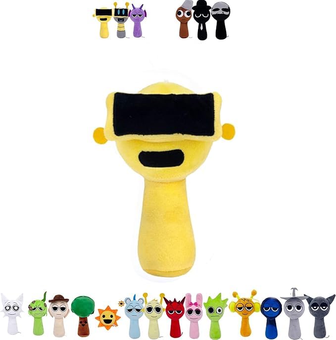 Sprunki Game Plush, Sprunki Toys Plush,Soft Stuffed Animal Pillow Doll Christmas Birthday Gifts for Adult Kids(Yellow Black)
