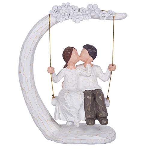 JHP Together Figure, 9Inch Hand-Print Together Love Couple Figurines a Couple, Newlyweds, Wedding Couple, Husband Wife (002)