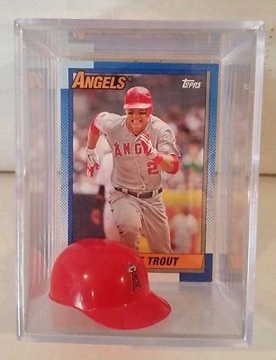 Mike Trout Anaheim Angels Mini Helmet Card Display Collectible Heritage MVP Auto Shadowbox Autograph