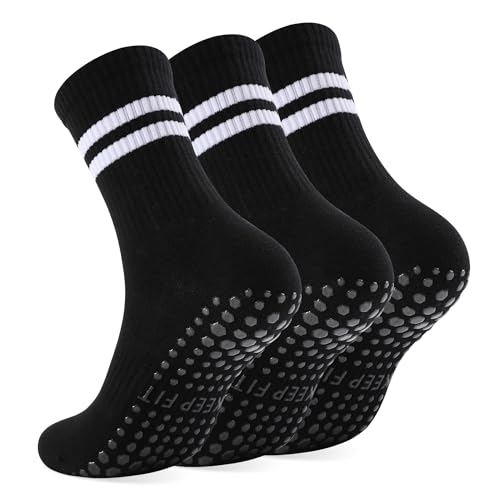 Image of loudashuaiqi Grip Pilates Socks Non Slip Athletic Yoga Socks with Grips for Women Grippy socks for Hospital Workout Barre