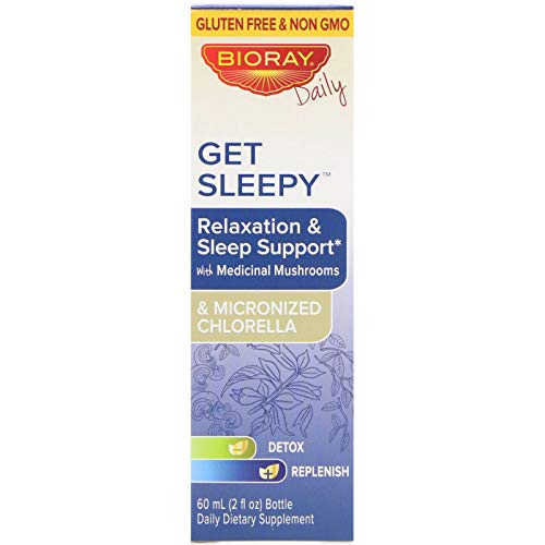 BIORAY Daily Get Sleepy - 2 fl oz - Relaxation & Rest Support - With Medicinal Mushrooms & Micronized Chlorella - Non-GMO, Vegan, Gluten Free - Approx. 30 Servings