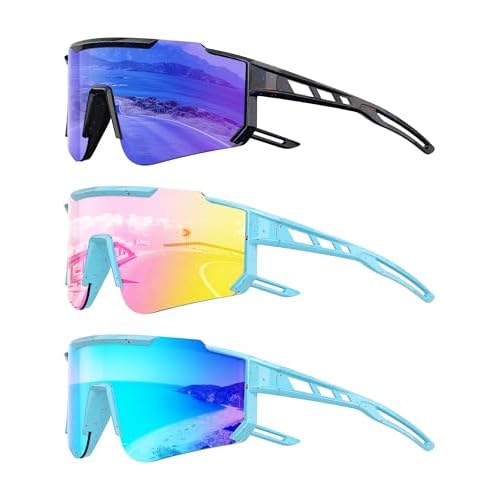 Kids Polarized Baseball Sunglasses - Youth Softball Cycling Sports Sunglasses for Boys Girls Ages 3-12 UV Protection B09-dark Blue/Pink/Ice Blue