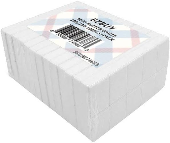 Nail Mini White Buffer Block File 100/180 Grit 2 Sided 130 Count