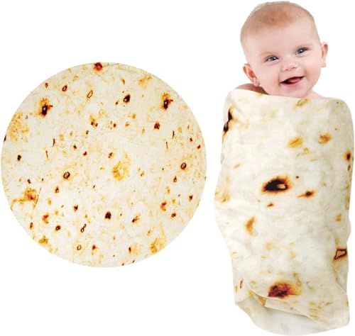 Taco Baby Blanket 285 GSM Flannel - Soft Swaddle Wrap for Newborn & Toddler 0-12 Months, Unisex Shower with Burrito Design, Wearable Snuggle Blanket Tortilla Blanket (36 inch)