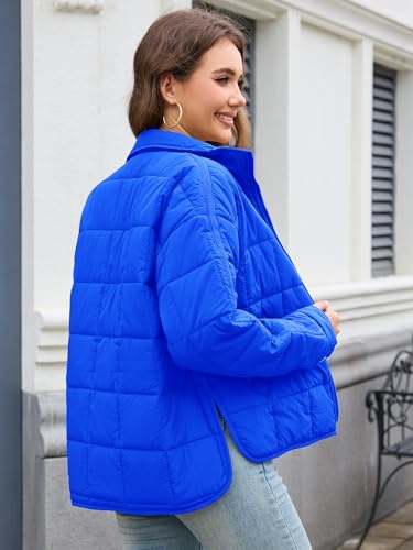 Muchpow Women's Lightweight Down Coat Long Sleeve Full Zipper Oversized Packable Short Puffer Jackets3