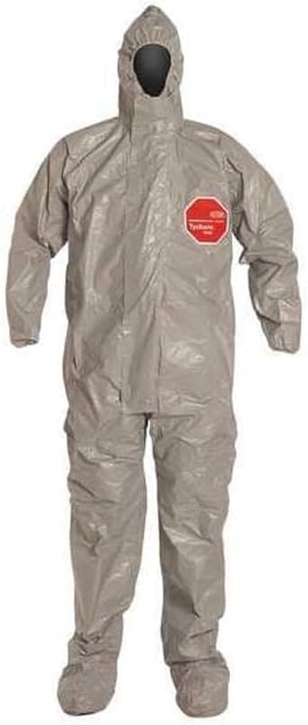 Coverall. Respirator Fit Hood. Elastic Wrists. Attached Socks. Double Storm Flap. Gray. 3X - 1 Each