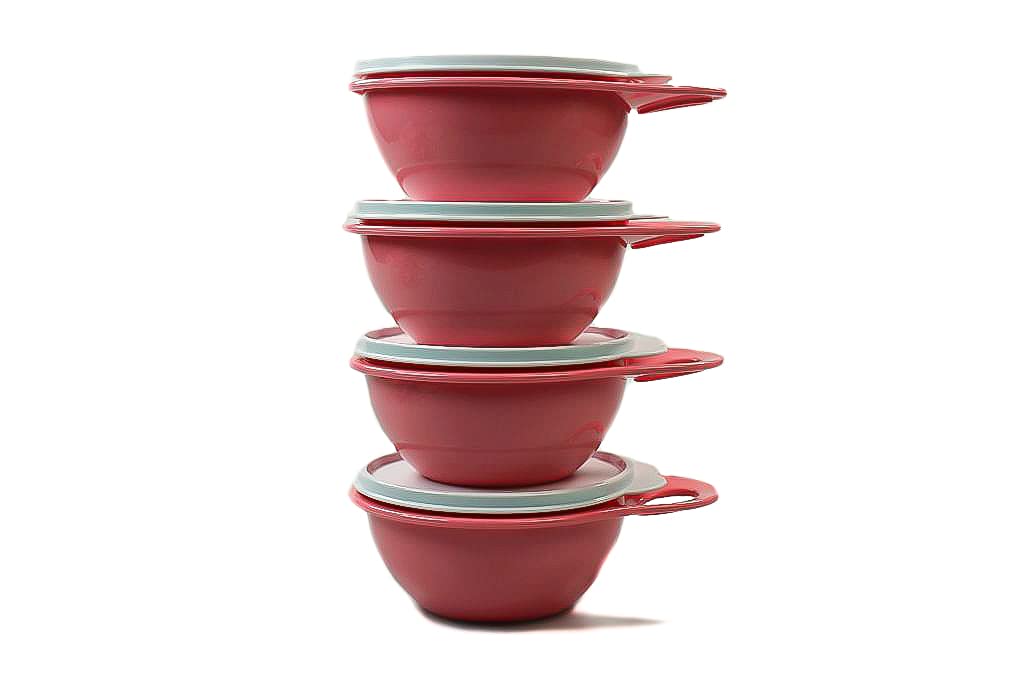 Tupperware Maximilian Rührschüssel 2x 600 Ml – Hellrosa Mit Herzdeckel, Spülmaschinengeeignet