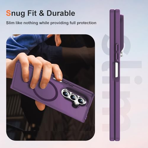 Image of ORETECH Magnetic for Samsung Galaxy Z Fold 7 Case, Translucent Back Non-Slip Hard PC Shockproof Bumper Protective Phone Case Cover for Samsung Z Fold 7 - Deep Purple