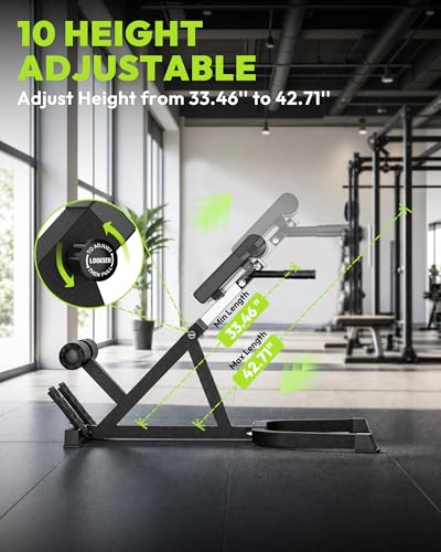 Image of Roman Chair Back Extension Machine with 350 LBS Capacity | Adjustable Hyperextension Bench, Adjustable Pads for Lower Back, Glutes, Core Strength Training