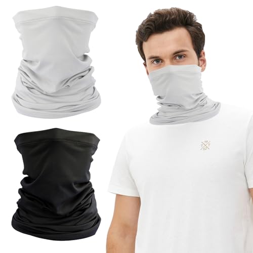 JRJRN 2 Piezas Bragas de Cabeza Elasticidad Multifunción, Calentador de Cuello Mascarilla Moto Resistente al Viento, Transpirable Bragas de Cuello Tubular para Ciclismo Senderismo Yoga