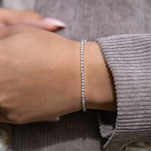 Luvansh 2Ct Lab-Created 4-Prong Diamond Tennis Bracelet (F-G Color, Si Clarity) (14K White Gold, 2) #TOP2